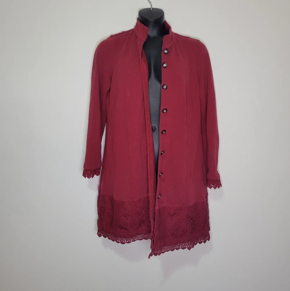 Soft surroundings chelsea red lace jacket